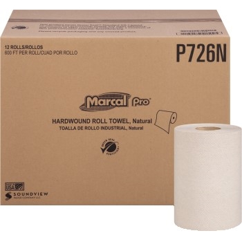 Marcal PRO 100% Recycled Hardwound Paper Towel, Natural, 1-Ply, 12 Rolls/CT