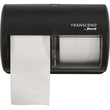 Transcend by Marcal Smart-Core Side by Side Bath Tissue Dispenser, 7.25 in H x 10.5 in W x 7.0 in D, Black, 2/Carton