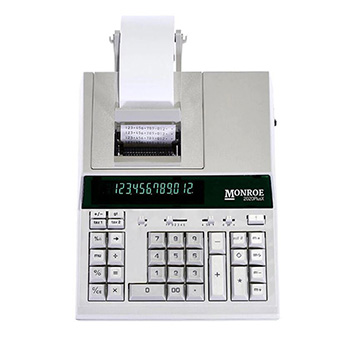 Monroe 2020PlusX 12-Digit Medium-Duty Accounting Desktop Printing Calculator With Large Display - Ivory