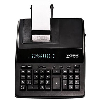 Monroe 6120XB - 12-Digit Entry Level Accounting Desktop Printing Calculator - Black