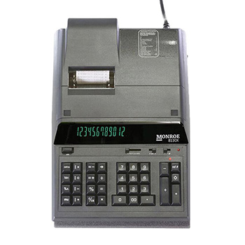 Monroe 8130X 12-Digit Basic Function Heavy Duty Accounting Printing Calculator - Black