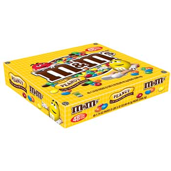 M &amp; M&#39;s Chocolate Candies, Milk Chocolate w/Peanuts, 1.74oz, 48/Box