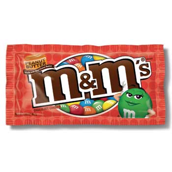M &amp; M&#39;s Peanut Butter Chocolate Candies, 1.63 oz. Bag, 24/BX