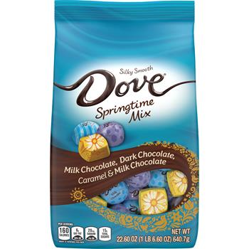 Dove Chocolate Milk Chocolate, Dark Chocolate, Caramel &amp; Milk Chocolate Easter Candy Springtime Mix, 22.6 oz, 12 Bags/Case