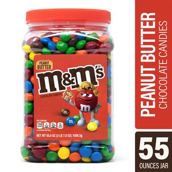 M &amp; M&#39;s Peanut Butter Milk Chocolate Candy Jar, 55 oz Tub