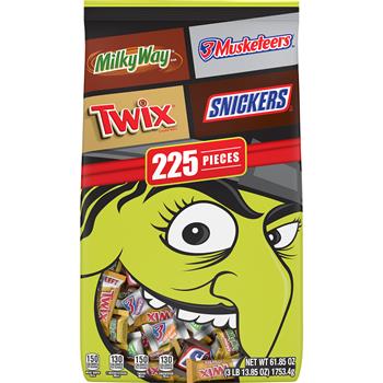 Mars Assorted Chocolate Minis Bulk Halloween, 61.85 oz, 225 Pieces/Bag, 8 Bags/Case
