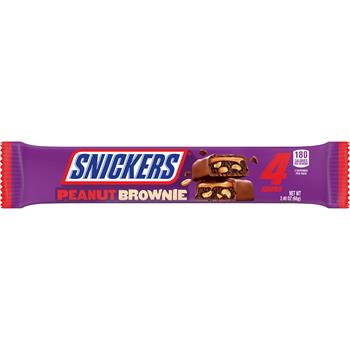 Snickers Peanut Brownie Squares Candy Chocolate Bar, Share Size, 2.4oz , 6/Box