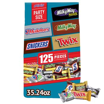 Mars Assorted Milk Chocolate Candy Bars, 35.24 oz, 125 Pieces/Bag, 9 Bags/Case