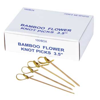 Merit Bamboo Flower Knot Picks, 3.5&quot;, 1000/CT