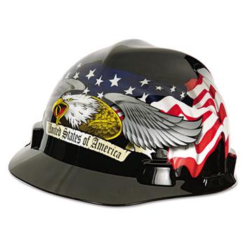 MSA Freedom Series Helmet, V-Guard, Eagle, Black, Ratchet Suspension
