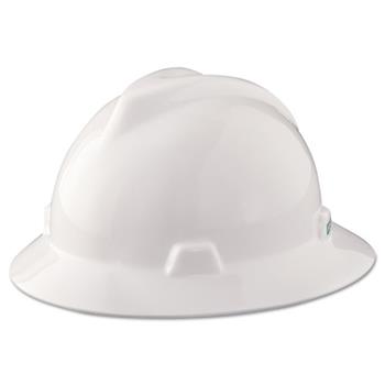 MSA V-Gard Hard Hats, Staz-On Pin-Lock Suspension, Size 6 1/2 - 8, White