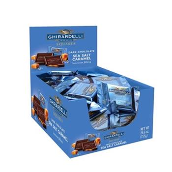 Ghirardelli Dark Chocolate Sea Salt Caramel Square Caddy, 0.53 oz, 55/Box, 12 Boxes/Case