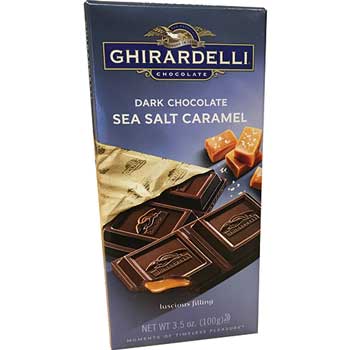 Ghirardelli Dark Chocolate &amp; Sea Salt Caramel Bar, 3.5 oz., 12/CS