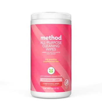 Method All Purpose Cleaning Wipes, Pink Grapfruit, 70 Wipes/Canister, 6/Carton