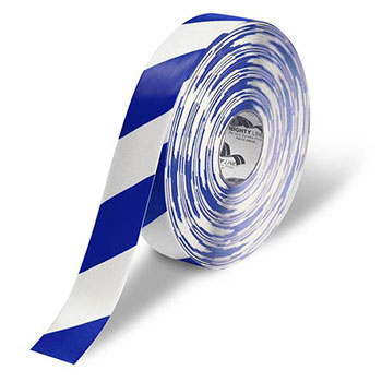 Mighty Line Deluxe Safety Tape, 60 Mil PVC, 2&quot; x 100&#39;, White/Blue