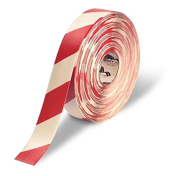 Mighty Line Deluxe Safety Tape, 60 Mil PVC, 2&quot; x 100&#39;, White/Red