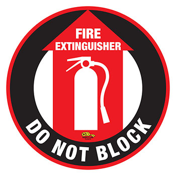 Mighty Line Fire Extinguisher Do Not Block Floor Sign, 16&quot;, Red with Arrow 1/PK