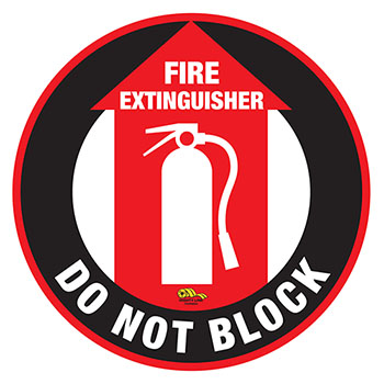 Mighty Line Fire Extinguisher Do Not Block Floor Sign, 24&quot;, Red with Arrow 1/PK