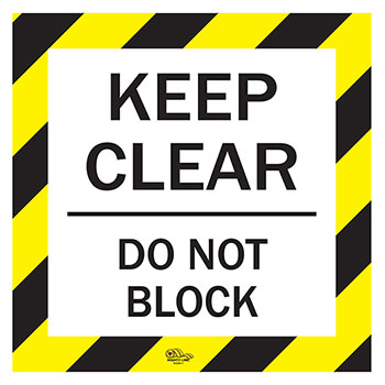 Mighty Line Keep Clear Do Not Block Floor Sign, 24&quot;, Yellow and Black, 1/PK