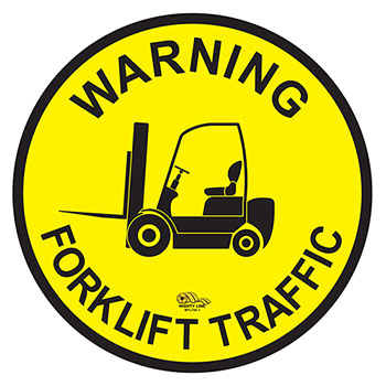 Mighty Line Warning Fork Lift Traffic Floor Sign, Industrial Strength, 16&quot; Wide, 1/PK