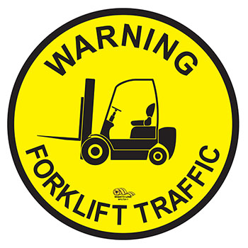 Mighty Line Warning Fork Lift Traffic Floor Sign, Industrial Strength, 24&quot; Wide, 1/PK