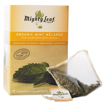 Mighty Leaf Tea Whole Leaf Tea Pouches, Organic Mint Melange, 15/BX