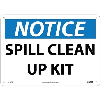 NMC Sign, Notice, Spill Clean Up Kit, 10X14, Rigid Plastic