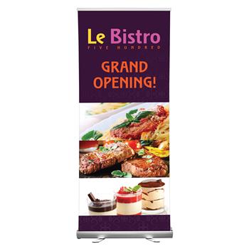 W.B. Mason Co. Custom Full Color Economy Banner with Retractable Stand, 80&quot; x 33.5&quot;