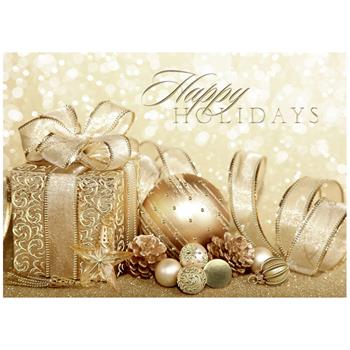 W.B. Mason Co. Custom Holiday Card, Happy Holidays Gold