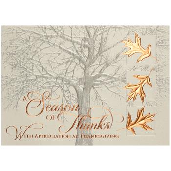 W.B. Mason Co. Custom Holiday Cards, Copper Leaves Of Thanks
