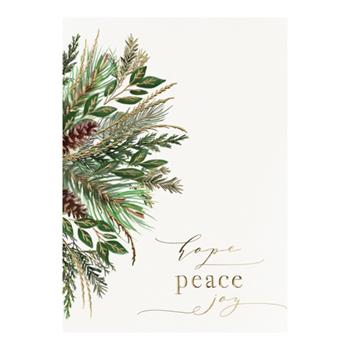 W.B. Mason Co. Custom Holiday Cards, 5-5/8&quot; x 7-7/8&quot;, Peaceful Greens