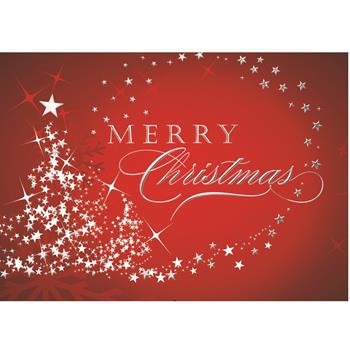 W.B. Mason Co. Custom Holiday Card, Starry Tree Merry Christmas