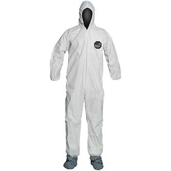 DuPont ProShield&#174; 50 Hooded Coveralls, Elastic Wrists, Attached Boots, White, 2X-Large, 25/CS