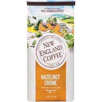 New England&#174; Coffee Medium Roast Flavored Ground Coffee, Hazelnut Cr&#232;me, 11 oz Bag