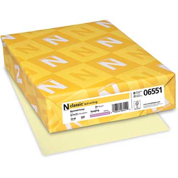 Neenah Paper Classic Laid Stationery Writing Paper, 24-lb, 8-1/2 x 11, Baronial Ivory, 500/Rm