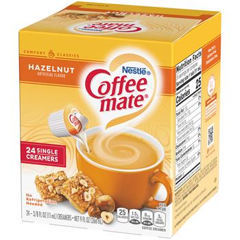 Coffee Mate Single-Serve Non-Dairy Liquid Creamer, Hazelnut, 0.375 oz, 24/Box