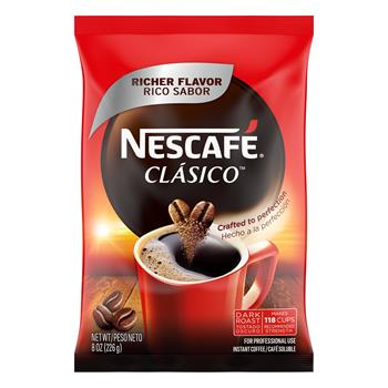 Nescaf&#233; Clasico Instant Coffee Pouches, Dark Roast, 8 oz, 12/Case