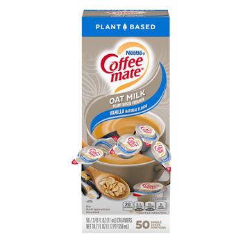 Coffee Mate Oat Milk Liquid Plant Based Coffee Creamer, 0.38 oz, Single-Serve Cups, 50/Box