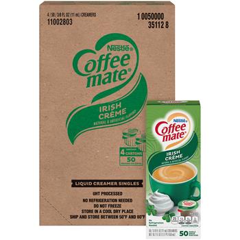 Coffee Mate Liquid Coffee Creamer, Irish Cr&#195;&#168;me, 0.38 oz Single-Serve Cups, 50/Box, 4 Boxes/Carton
