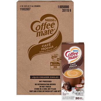 Coffee Mate Caf&#233; Mocha Liquid Coffee Creamer, 0.38 oz. Single-Serve Cups, 50/BX, 4 BX/CT
