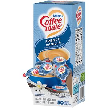 Coffee Mate Liquid Coffee Creamer, French Vanilla, 0.38 oz Single-Serve Cups, 50/Box