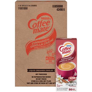 Coffee Mate Cinnamon Vanilla Liquid Coffee Creamer, 0.38 oz. Single-Serve Cups, 50/BX, 4 BX/CT