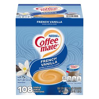 Coffee Mate French Vanilla Liquid Coffee Creamer, 0.38 oz. Single-Serve Cups, 108/CT