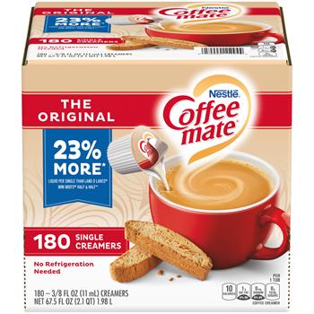 Coffee Mate Liquid Coffee Creamer, Original, 0.38 oz Single-Serve Cups, 180/Carton