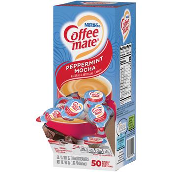 Coffee Mate Peppermint Mocha Liquid Coffee Creamer, 0.38 oz. Single-Serve Cups, 50/BX