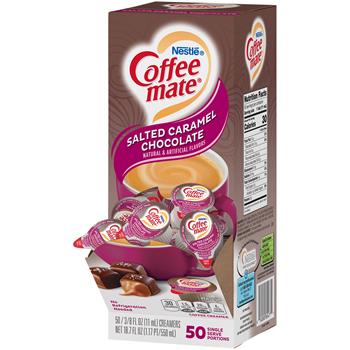 Coffee mate Liquid Coffee Creamer, Salted Caramel Chocolate, 0.38 oz Single-Serve Cups, 50/Box