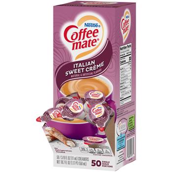Coffee Mate Liquid Coffee Creamer, Italian Sweet Creme, 0.38 oz Single-Serve Cups, 50/Box