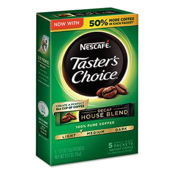 Nescaf&#233;&#174; Taster&#39;s Choice&#174; Decaf House Blend Instant Coffee, 0.1oz Stick, 5/Box, 12 Bx/Ctn