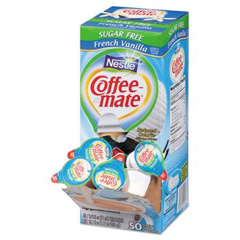 Coffee Mate Sugar Free Liquid Coffee Creamer, French Vanilla, 0.38 oz Single-Serve Cups, 50/Box