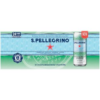 San Pellegrino Sparkling Natural Mineral Water, 11.15 oz. Cans, 24 Cans/Case